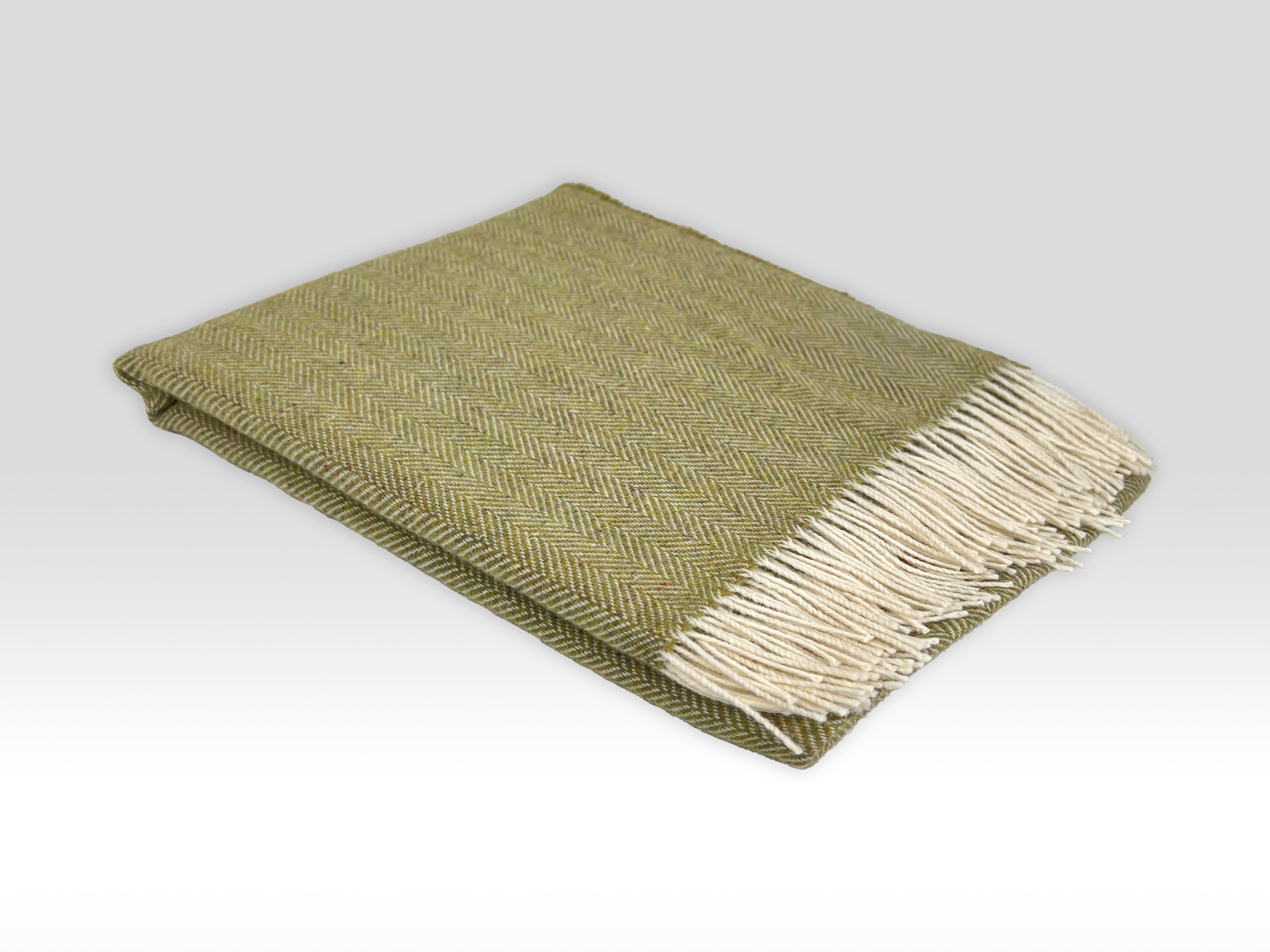 Heritage Spring Green Merino Wool Throw
