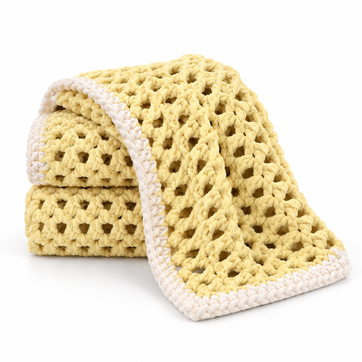 lemon and ivory soft children or baby blanket in white background