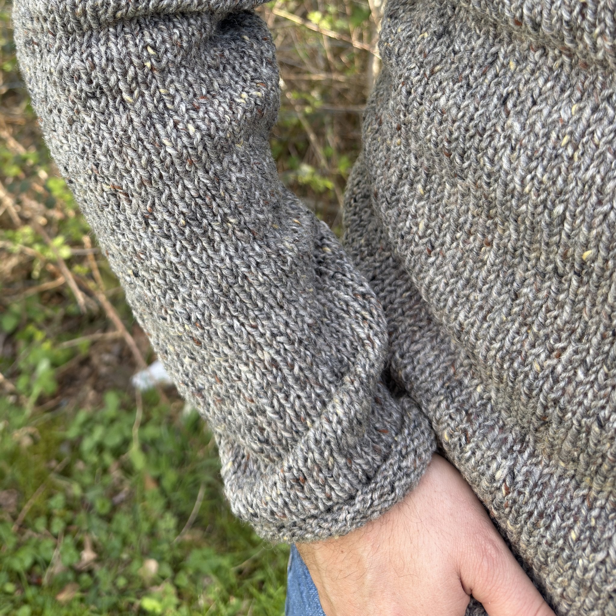 Mens Roll Neck Sweater - Stone Grey